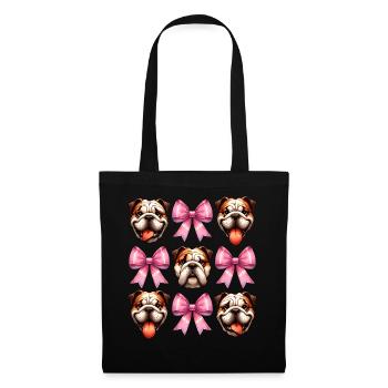 Coquette Bow Bulldog Chien Maman Rose - Sac en tissu - noir - Devant