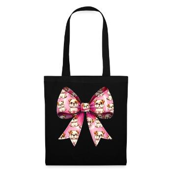 Coquette Bow Bulldog Dog Mom Pattern Pink - Tote Bag - black - Front