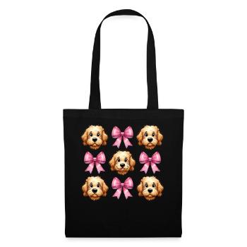Coquette Bow Golden Doodle Chien Goldendoodle - Sac en tissu - noir - Devant
