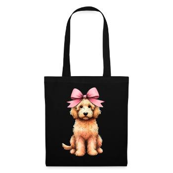 Coquette Bow Golden Doodle Chien Goldendoodle - Sac en tissu - noir - Devant