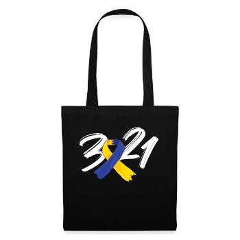 Down Syndrome 321 Blue Yellow Ribbon - Tote Bag - black - Front