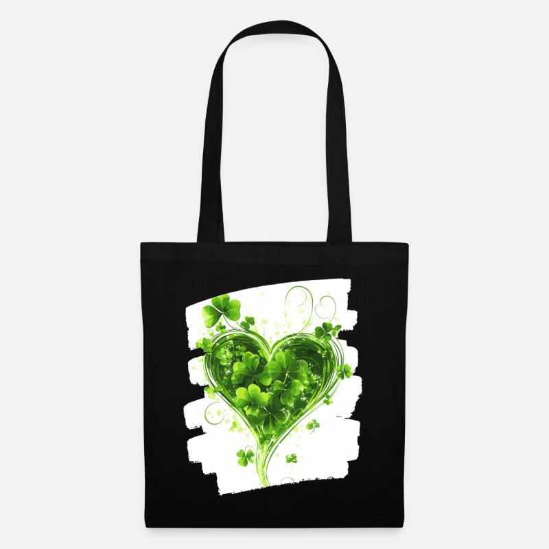 Saint-Patrick Shamrock Heart - Sac en tissu - noir