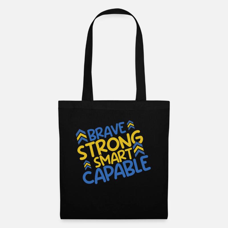 Down Syndrom: Brave Strong Smart Capable - Stoffbeutel - Schwarz