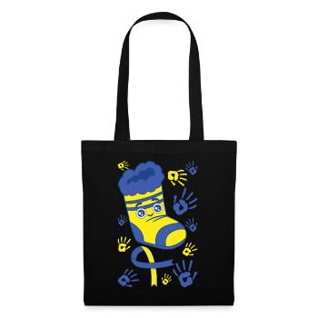 Chaussettes et empreintes de mains heureuses pour le syndrome de Down - Sac en tissu - noir - Devant