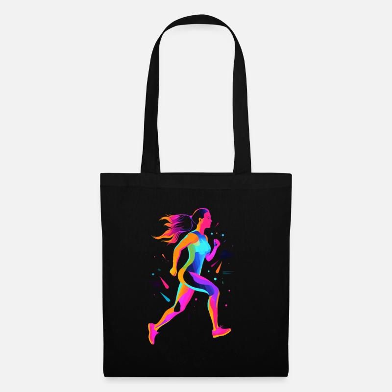 Läufermädchen Retrowave - Stoffbeutel - Schwarz