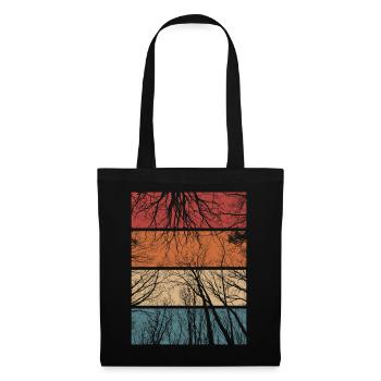 Wald Retro Natur Bäume Outdoor Wandern Geschenk - Stoffbeutel - Schwarz - Vorne