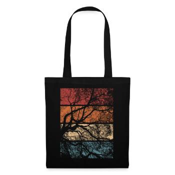 Wald Bäume Retro Natur Outdoor Wandern Geschenk - Stoffbeutel - Schwarz - Vorne