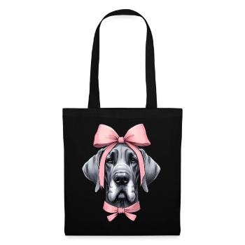 Coquette noeud Dogue Allemand Chien Maman Rose - Sac en tissu - noir - Devant