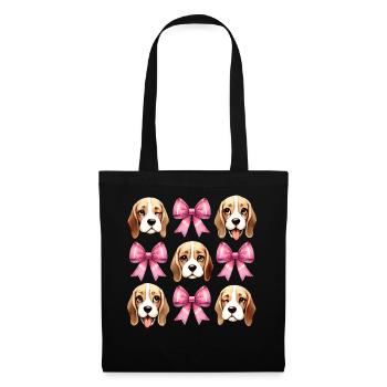 Coquette noeud Beagle Chien Maman Ruban Rose - Sac en tissu - noir - Devant