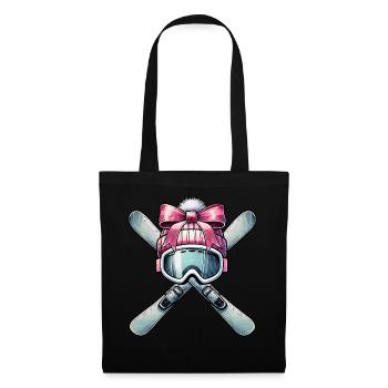 Coquette Bogen Skifahren Ski Mom Mütter Tag rosa - Stoffbeutel - Schwarz - Vorne