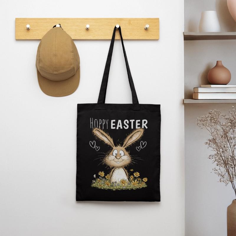 Hoppy Easter Easter Bunny Easter Motif Easter Bunny Tote Bag