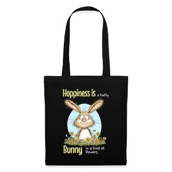 Hase Ostermotiv Spruch Frühling - Stoffbeutel - Schwarz - Vorne