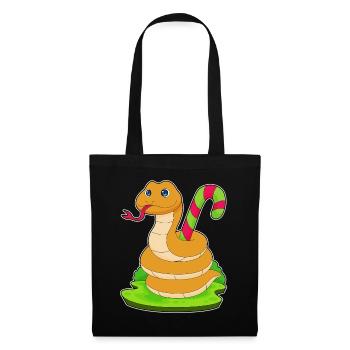 Canne de bonbon serpent - Sac en tissu - noir - Devant