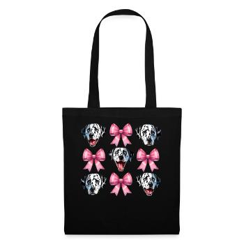 Coquette noeud dalmatien chien maman rose - Sac en tissu - noir - Devant