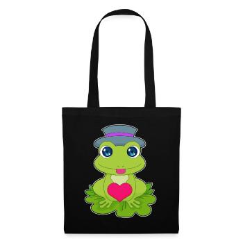 Frosch Herz - Stoffbeutel - Schwarz - Vorne