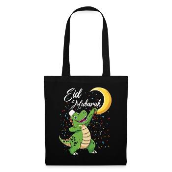 Dinosaure de l’Aïd Moubarak avec croissant de lune et confettis - Sac en tissu - noir - Devant