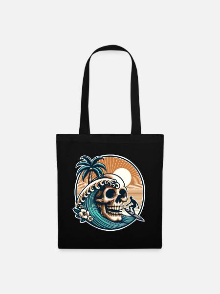 Surfen Surfer skull - Stoffbeutel - Schwarz