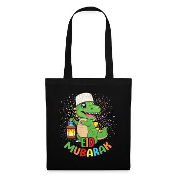 Joyeux dinosaure Aïd Moubarak illustration - Sac en tissu - noir - Devant