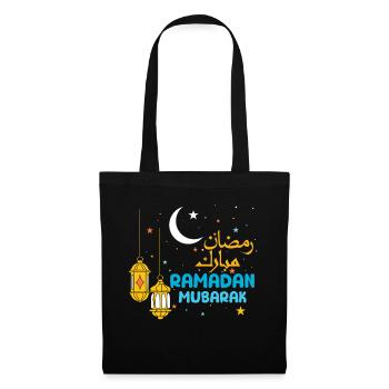 Aïd Moubarak Ramadan Moubarak Lanternes Lune Étoile - Sac en tissu - noir - Devant