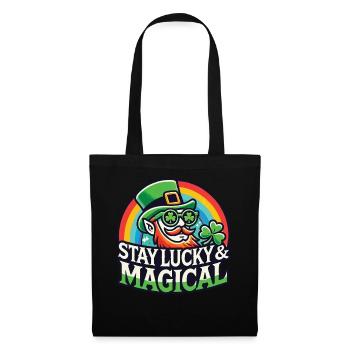 Bleib Glücklich & Magisch Am St. Patrick's Day - Stoffbeutel - Schwarz - Vorne