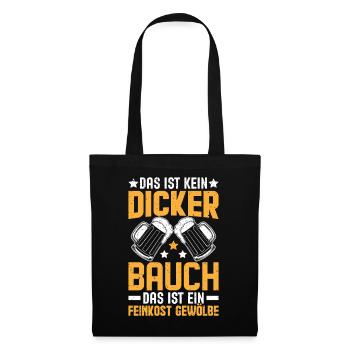 Lustiges Shirt: Feinkostgewölbe statt dicker Bauch - Stoffbeutel - Schwarz - Vorne