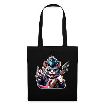 Cat Rock and Roll Guitarist Electric Guitar - Tote Bag - black - Front