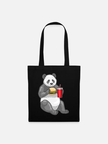 Panda Cheeseburger - Stoffbeutel - Schwarz
