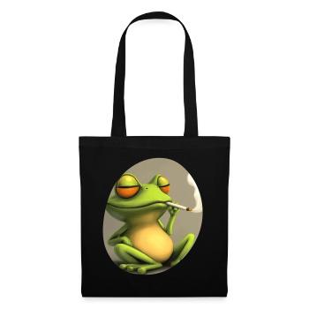 Trippy Frosch meditiert: Kiffer im Quak‑Modus - Stoffbeutel - Schwarz - Vorne