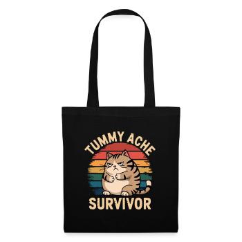 Tummy Ache, Survivalist, Cat, Retro, Sunset - Tote Bag - black - Front