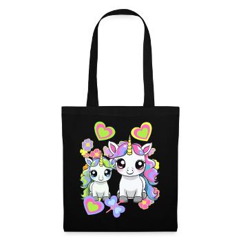 Licorne Licornes Cheval Chevaux Enfants - Sac en tissu - noir - Devant