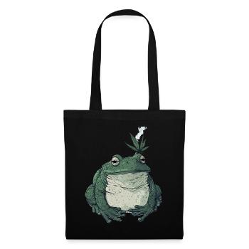 Fat Frog with Cannabis Leaf - Weed Frog - Tote Bag - black - Front