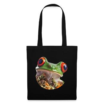 Marihuana Frosch mit roten Augen - Weed Design - Stoffbeutel - Schwarz - Vorne