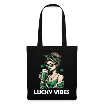 St. Patrick's Day Lucky Vibes Woman With Beer - Tote Bag - black - Front