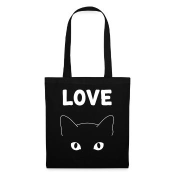 Love Chat : Douceur Féline - Sac en tissu - noir - Devant