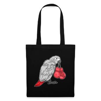 Papagei Boxer Boxhandschuhe Boxen - Stoffbeutel - Schwarz - Vorne