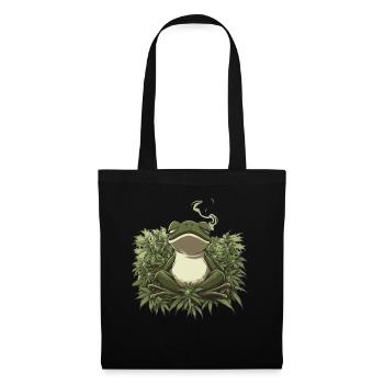 Frog in lotus position with cannabis leaves - Tote Bag - black - Front