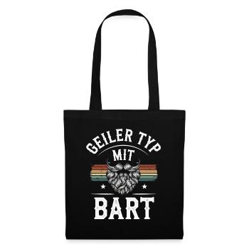 gars avec barbe barbe barbier barbe complète - Sac en tissu - noir - Devant