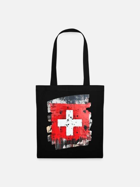 Schweizer Flagge Schweiz - Stoffbeutel - Schwarz