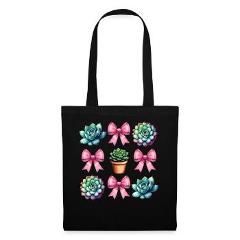 Coquette Bow Succulent Cactus Plant Mom - Tote Bag - black - Front