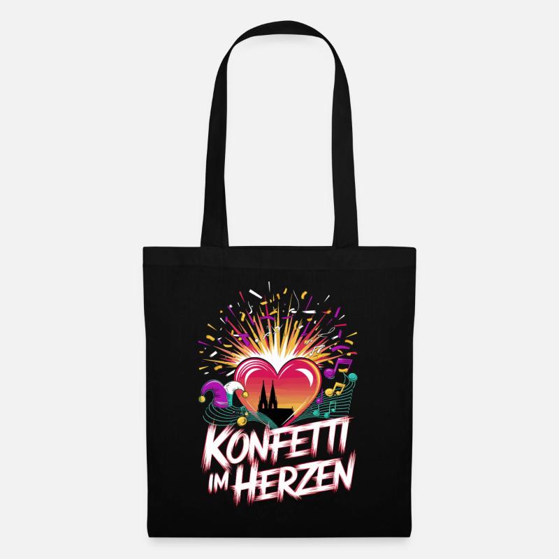 Köln Konfetti Im Herzen Karneval Herz Kölner Köln - Stoffbeutel - Schwarz