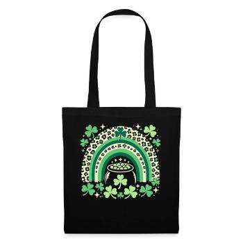 St. Patrick's Day Regenbogen Kleeblatt Glück - Stoffbeutel - Schwarz - Vorne
