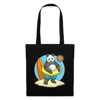 Panda Strand Schwimmring Sommer - Stoffbeutel - Schwarz - Vorne