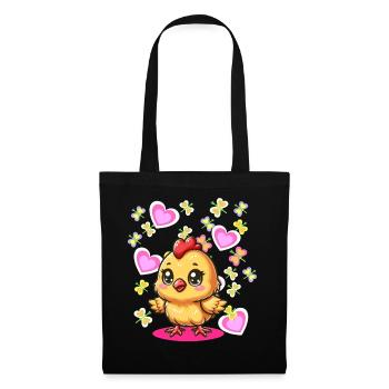 Spring Easter Chick Kids Child Chicken Heart - Tote Bag - black - Front