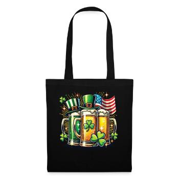 St. Patricks Tag Bierfreunde Kleeblatt - Stoffbeutel - Schwarz - Vorne