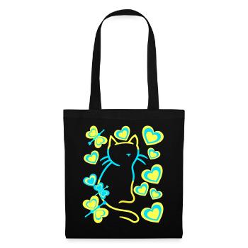 Retro cat cats 80s 90s old school vintage - Tote Bag - black - Front