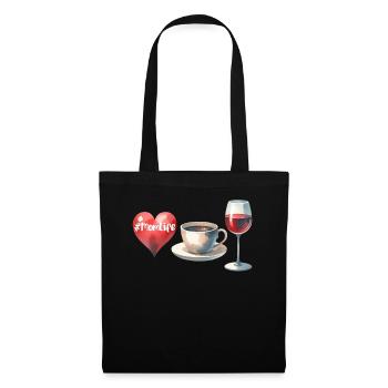 MomLife Coffee Wine Heart Watercolor Look Funny - Tote Bag - black - Front