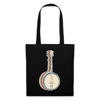 Banjo Instrument Banjospieler Retro Line Art - Stoffbeutel - Schwarz - Vorne