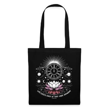 Jetzt ist alles | Alan Watts Lotus Kosmos Kunst - Stoffbeutel - Schwarz - Vorne