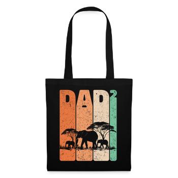 Dad Hoch 2 Elefant Zwei Kinder Vatertag Geschenk - Stoffbeutel - Schwarz - Vorne