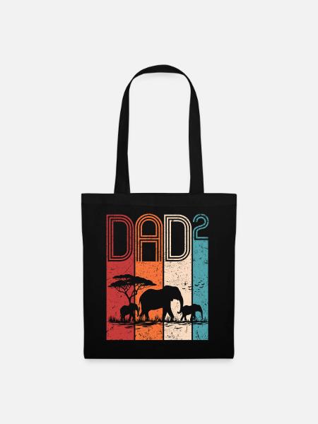 Elefanten Familie Dad Hoch 2 Geschenk Für Papas - Stoffbeutel - Schwarz